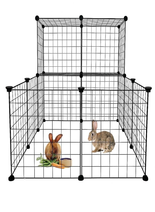 Whitecloud Transforming Homes Modular Pet Playpen for Small Animals Portable Metal Wire Cage Fence for Puppies Rabbits Guinea Enclosure Easy DIY Setup WGO-P05 Black - Image 1